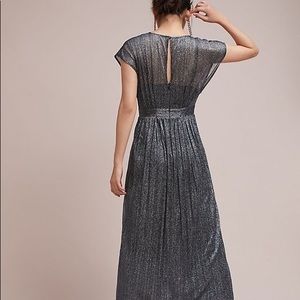 Pleated Metallic Wrap Dress